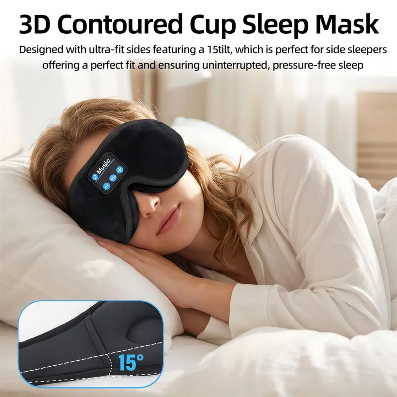 Morelax 3D Memory Foam Bluetooth Sleep Mask with Headphones, Adjustable Wireless Eye Mask for Complete Blackout, HD Stereo Sound, Essential for Nighttime Routine, Perfect Gift for Men and Adults (Ideal for Travel and Home Use)