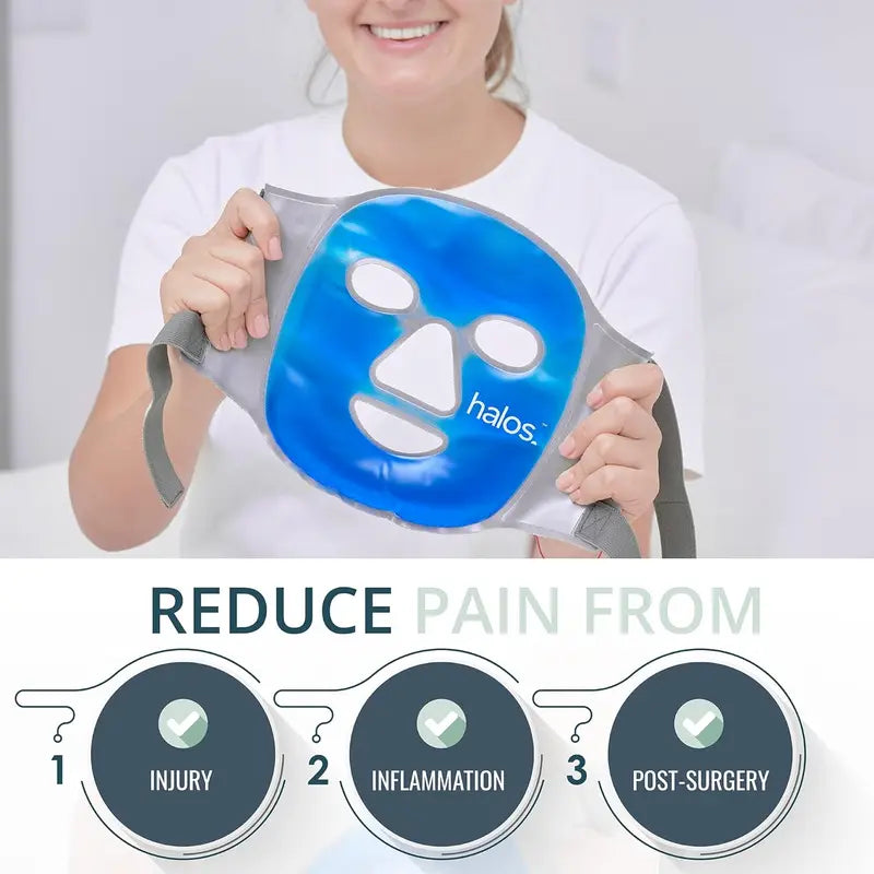 Myhalos Ice Face Mask – Reusable Hot & Cold Gel Face Mask for Migraine Relief, Facial Pain, Swelling & Wisdom Tooth Comfort