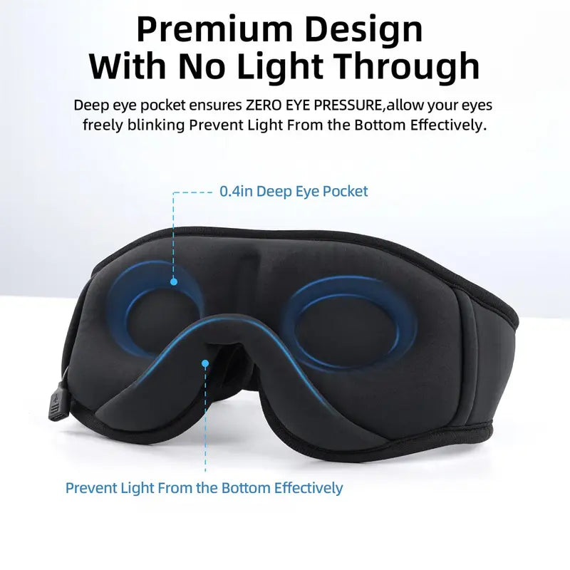 Morelax 3D Memory Foam Bluetooth Sleep Mask with Headphones, Adjustable Wireless Eye Mask for Complete Blackout, HD Stereo Sound, Essential for Nighttime Routine, Perfect Gift for Men and Adults (Ideal for Travel and Home Use)