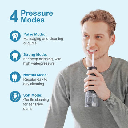 Operan Cordless Lightweight Oral Irrigator (45.5G) - 300Ml Tank, 4 Cleaning Modes, 4 Nozzles, IPX7 Waterproof, USB Rechargeable, Plaque Removal, at Home Dental Care, Deep/Health Oral Irrigators, Braces Alternative, for Home/Travel (No Batteries Needed)