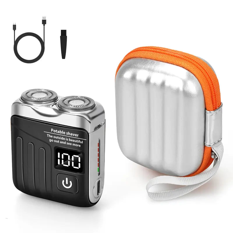 2026 New Dual-Head Electric Shaver, Electric Mini Portable Razor, Pocket Size Washable Rechargeable Waterproof Compact Shaver for Home, Car, Travel