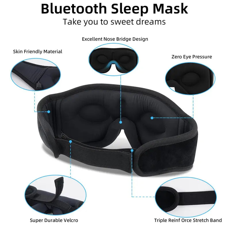 Morelax 3D Memory Foam Bluetooth Sleep Mask with Headphones, Adjustable Wireless Eye Mask for Complete Blackout, HD Stereo Sound, Essential for Nighttime Routine, Perfect Gift for Men and Adults (Ideal for Travel and Home Use)