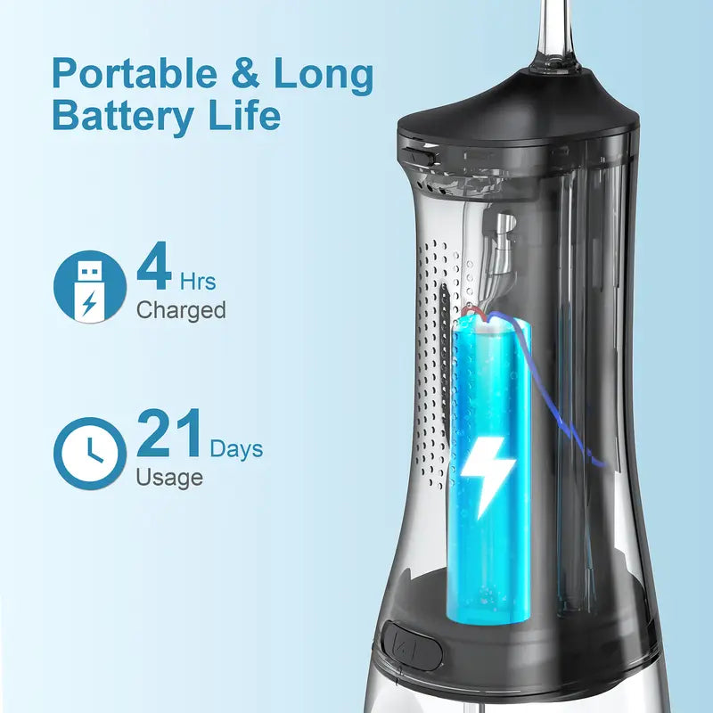 Operan Cordless Lightweight Oral Irrigator (45.5G) - 300Ml Tank, 4 Cleaning Modes, 4 Nozzles, IPX7 Waterproof, USB Rechargeable, Plaque Removal, at Home Dental Care, Deep/Health Oral Irrigators, Braces Alternative, for Home/Travel (No Batteries Needed)