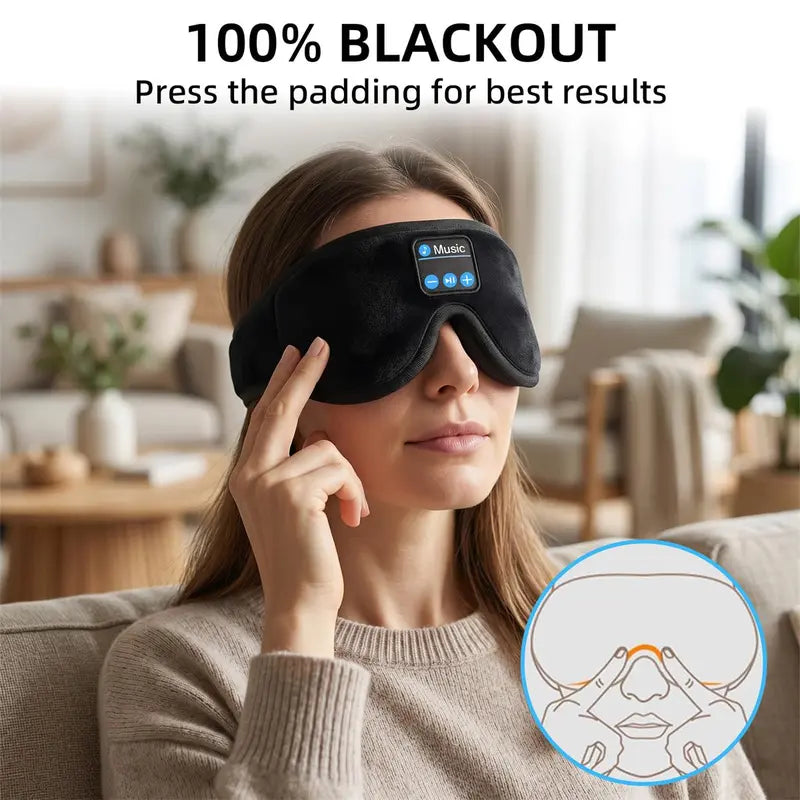 Morelax 3D Memory Foam Bluetooth Sleep Mask with Headphones, Adjustable Wireless Eye Mask for Complete Blackout, HD Stereo Sound, Essential for Nighttime Routine, Perfect Gift for Men and Adults (Ideal for Travel and Home Use)