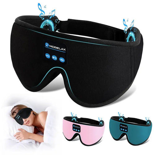 Morelax 3D Memory Foam Bluetooth Sleep Mask with Headphones, Adjustable Wireless Eye Mask for Complete Blackout, HD Stereo Sound, Essential for Nighttime Routine, Perfect Gift for Men and Adults (Ideal for Travel and Home Use)