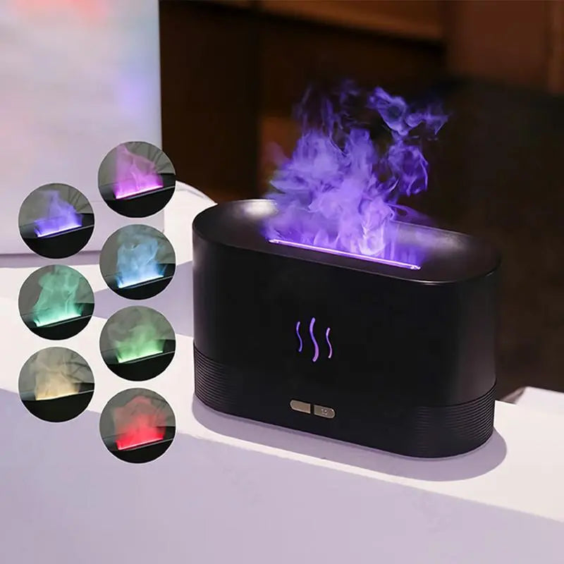 Portable Flame-Effect Air Aroma Diffuser, 7-Color Flame Noiseless Essential Oil Diffuser with Auto-Off Protection, Aromatherapy Diffusers for Home, Usb-Powered Desktop Humidifier, Fragrance Machine #GLOBAL PICKS