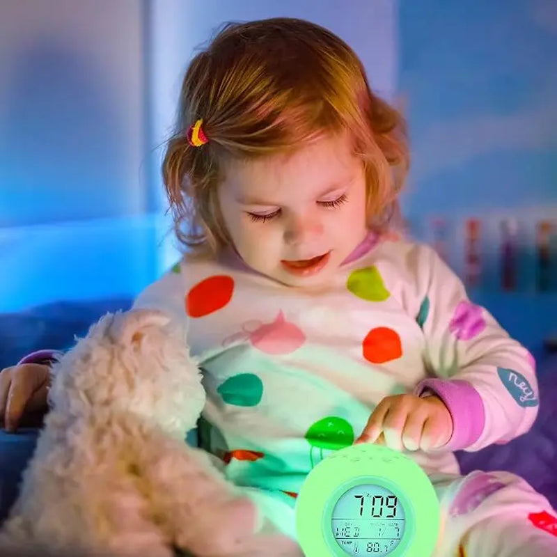 Lighted Alarm Clock with Moon & Stars Projector – 7 Colors Night Light, Snooze Feature, Temperature Display, Durable ABS Design – Perfect Room Gift!