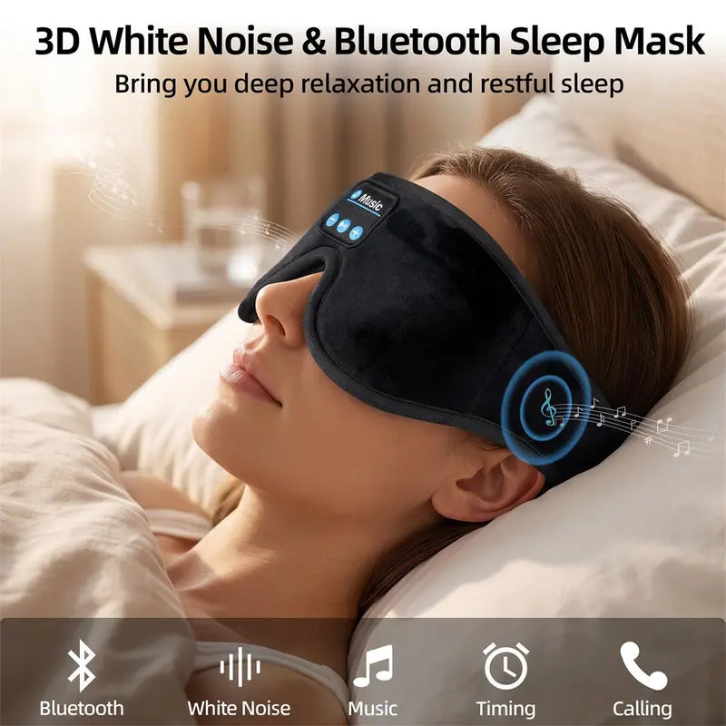 Morelax 3D Memory Foam Bluetooth Sleep Mask with Headphones, Adjustable Wireless Eye Mask for Complete Blackout, HD Stereo Sound, Essential for Nighttime Routine, Perfect Gift for Men and Adults (Ideal for Travel and Home Use)