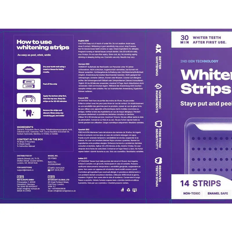 DR.DENT Purple Duo - Mouthwash (20 Uses) & Teeth Whitening Strips (7 Sessions)