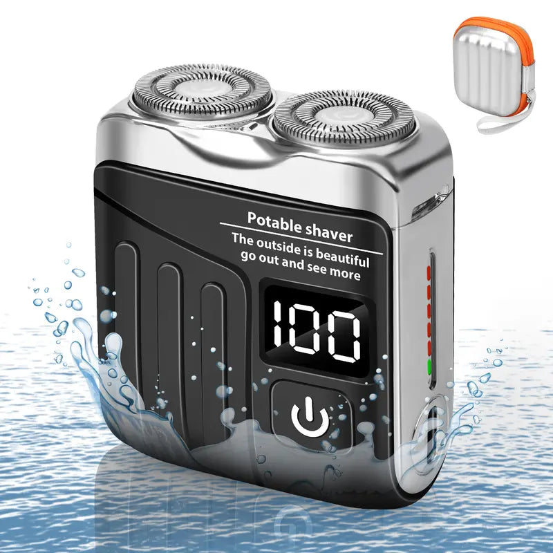 2026 New Dual-Head Electric Shaver, Electric Mini Portable Razor, Pocket Size Washable Rechargeable Waterproof Compact Shaver for Home, Car, Travel