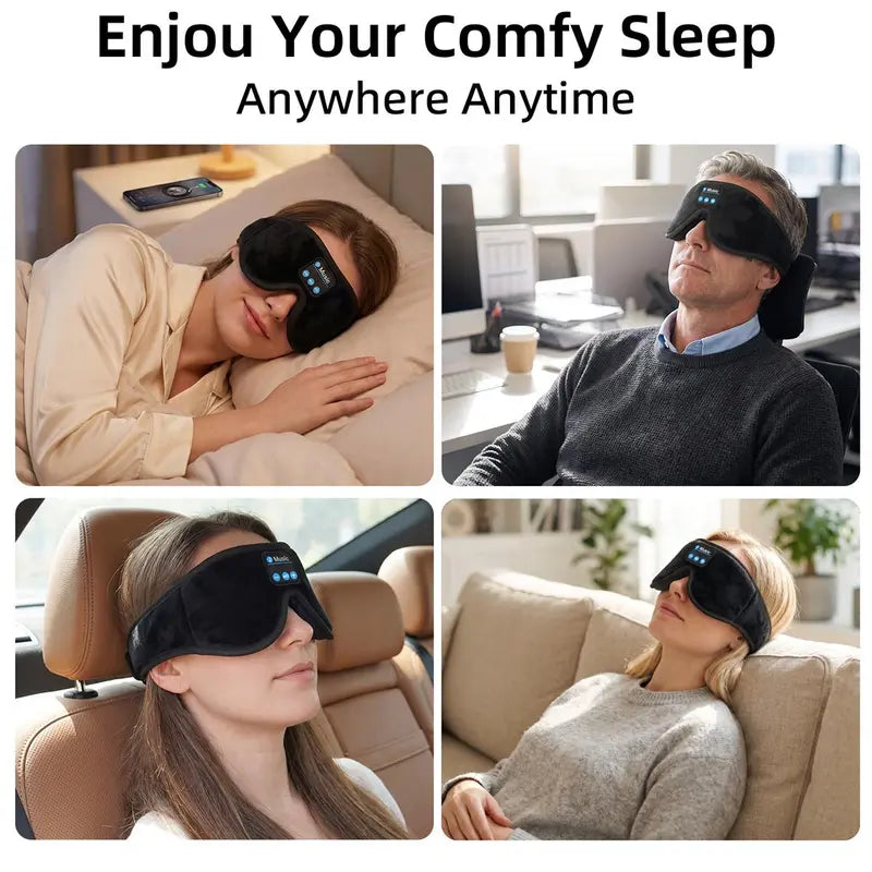 Morelax 3D Memory Foam Bluetooth Sleep Mask with Headphones, Adjustable Wireless Eye Mask for Complete Blackout, HD Stereo Sound, Essential for Nighttime Routine, Perfect Gift for Men and Adults (Ideal for Travel and Home Use)