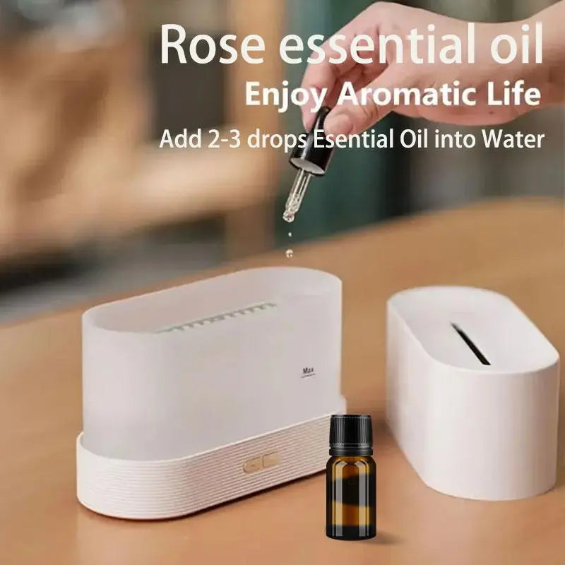 Portable Flame-Effect Air Aroma Diffuser, 7-Color Flame Noiseless Essential Oil Diffuser with Auto-Off Protection, Aromatherapy Diffusers for Home, Usb-Powered Desktop Humidifier, Fragrance Machine #GLOBAL PICKS