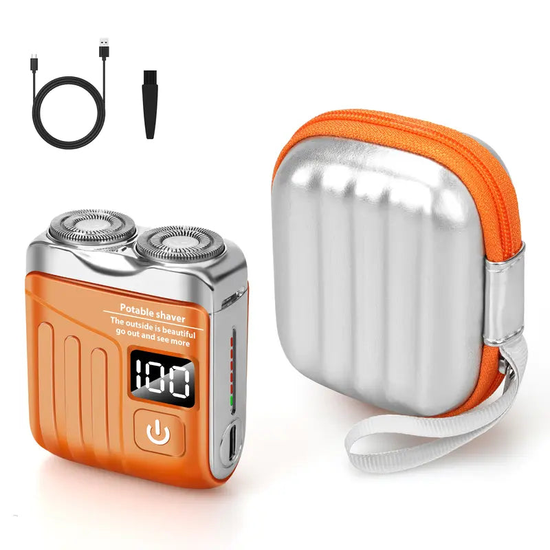 2026 New Dual-Head Electric Shaver, Electric Mini Portable Razor, Pocket Size Washable Rechargeable Waterproof Compact Shaver for Home, Car, Travel