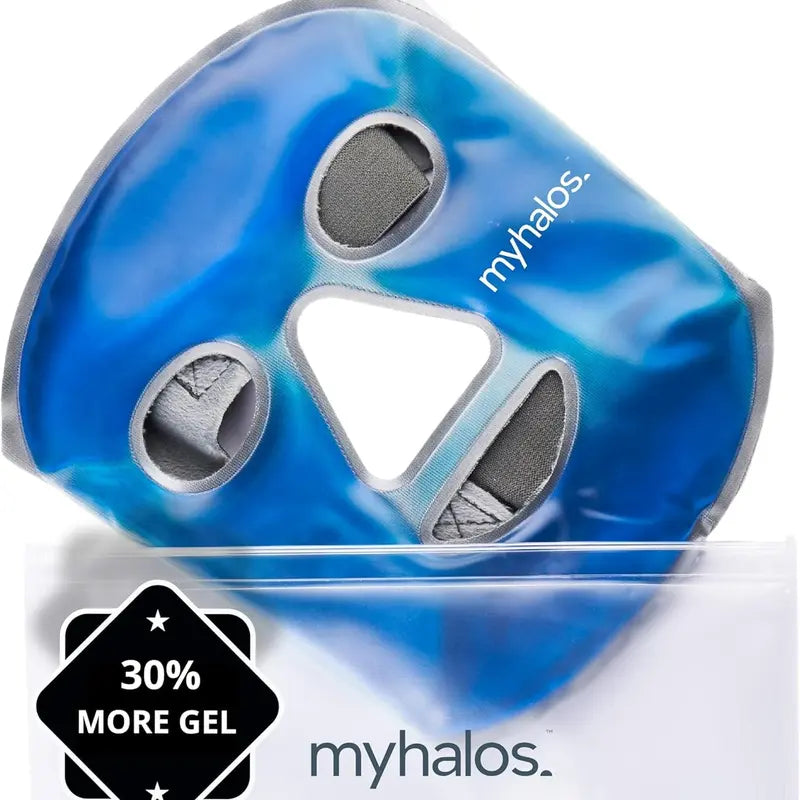 Myhalos Ice Face Mask – Reusable Hot & Cold Gel Face Mask for Migraine Relief, Facial Pain, Swelling & Wisdom Tooth Comfort