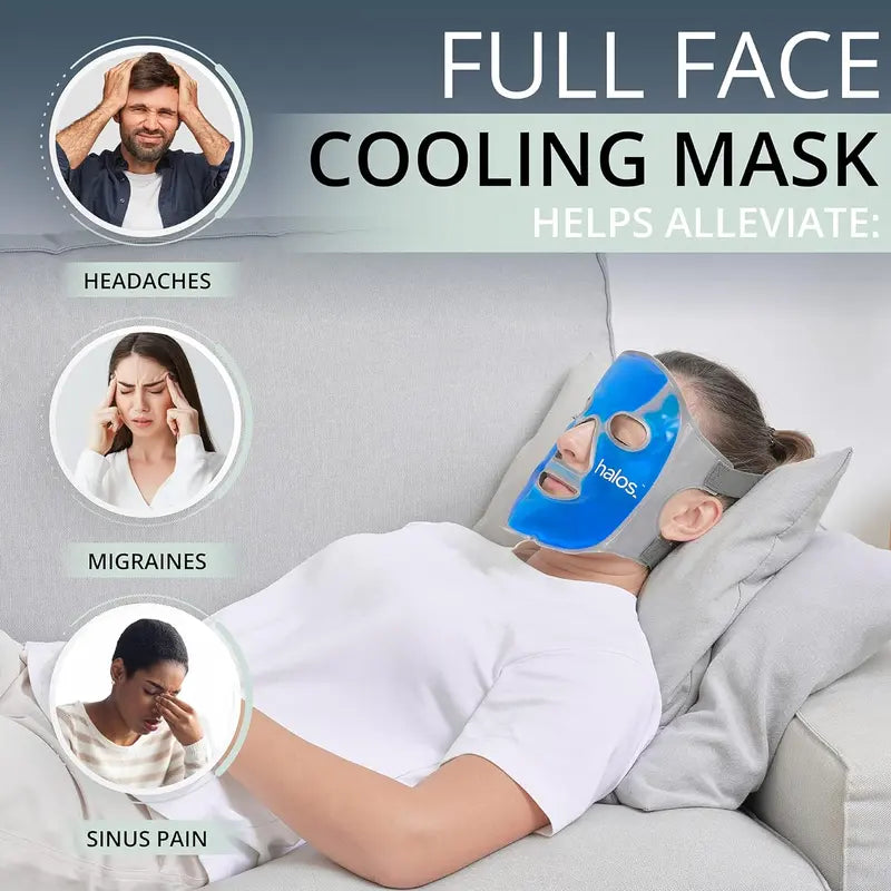 Myhalos Ice Face Mask – Reusable Hot & Cold Gel Face Mask for Migraine Relief, Facial Pain, Swelling & Wisdom Tooth Comfort